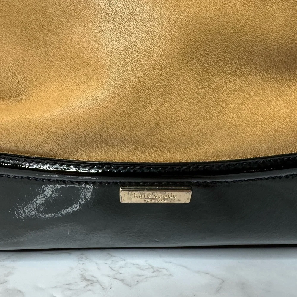 Vintage KATE SPADE Chelsea Park Porter Satchel/Shoulder in beige & black Leather
